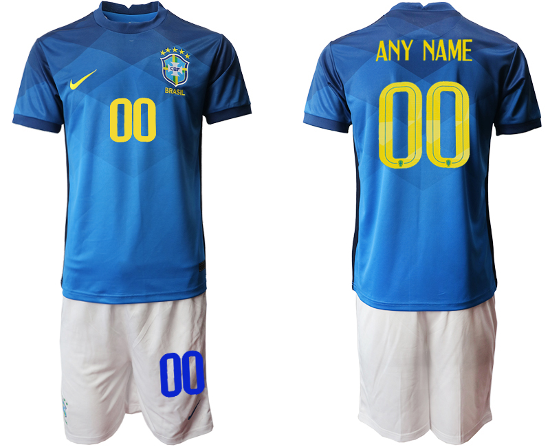 Men 2020-2021 Season National team Brazil away  blue customized Soccer Jersey->customized soccer jersey->Custom Jersey